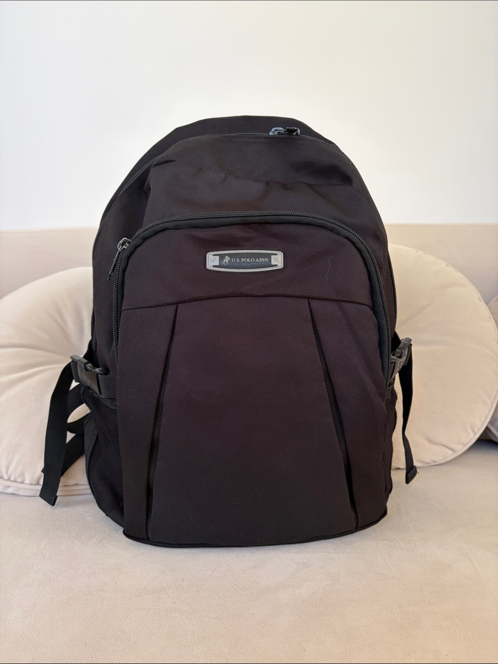 U.S. Polo Assn. Black Everyday Backpack with Front Zip Pocket